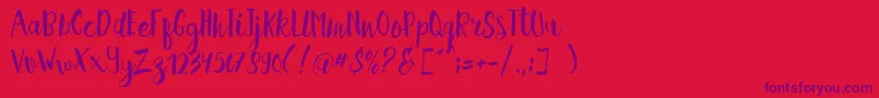 Hellena Script Free Sample Font – Purple Fonts on Red Background