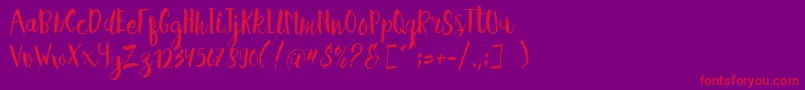 Hellena Script Free Sample-Schriftart – Rote Schriften auf violettem Hintergrund