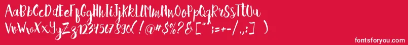 Hellena Script Free Sample Font – White Fonts on Red Background