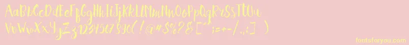 Hellena Script Free Sample Font – Yellow Fonts on Pink Background