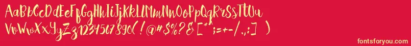 Police Hellena Script Free Sample – polices jaunes sur fond rouge