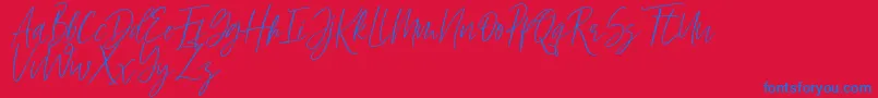 Hellena-Schriftart – Blaue Schriften auf rotem Hintergrund