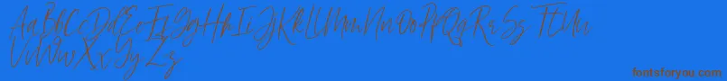 Hellena-Schriftart – Braune Schriften auf blauem Hintergrund