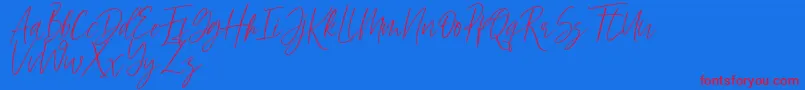 Hellena Font – Red Fonts on Blue Background