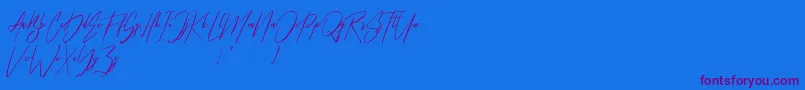 Hellicopter-Schriftart – Violette Schriften auf blauem Hintergrund