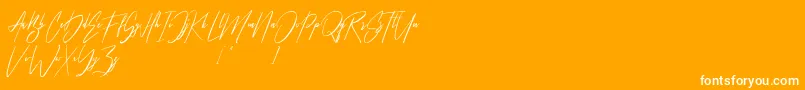 Hellicopter-Schriftart – Weiße Schriften auf orangefarbenem Hintergrund