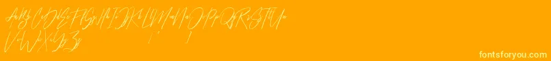 Hellicopter-Schriftart – Gelbe Schriften auf orangefarbenem Hintergrund