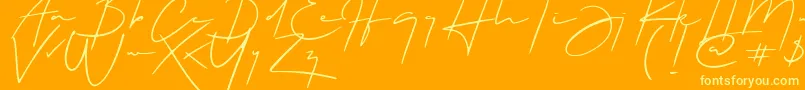 hellios-Schriftart – Gelbe Schriften auf orangefarbenem Hintergrund