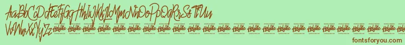 Hello Avelline Font – Brown Fonts on Green Background