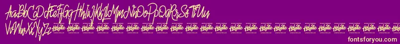 Hello Avelline Font – Yellow Fonts on Purple Background