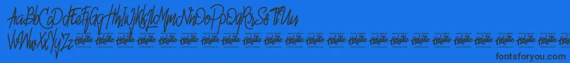 Hello Avelline-Schriftart – Schwarze Schriften auf blauem Hintergrund