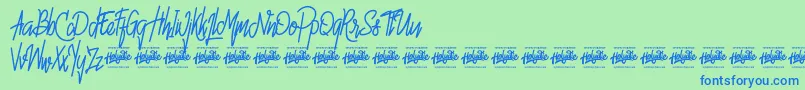Hello Avelline Font – Blue Fonts on Green Background
