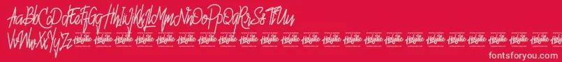 Hello Avelline Font – Pink Fonts on Red Background