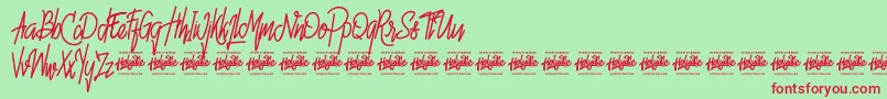 Fonte Hello Avelline – fontes vermelhas em um fundo verde