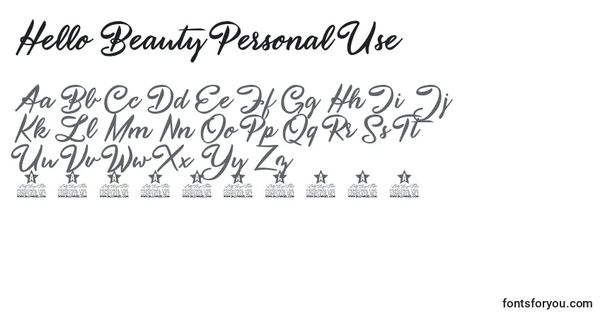 Schriftart Hello Beauty Personal Use – Alphabet, Zahlen, spezielle Symbole