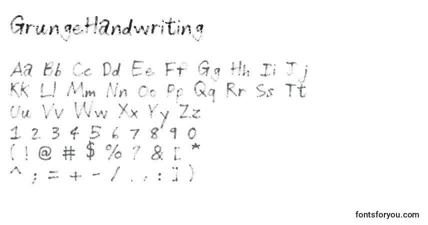 Schriftart GrungeHandwriting – Alphabet, Zahlen, spezielle Symbole
