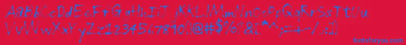 GrungeHandwriting-Schriftart – Blaue Schriften auf rotem Hintergrund