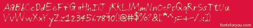 GrungeHandwriting Font – Green Fonts on Red Background