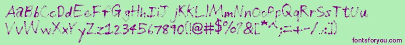 GrungeHandwriting-Schriftart – Violette Schriften auf grünem Hintergrund