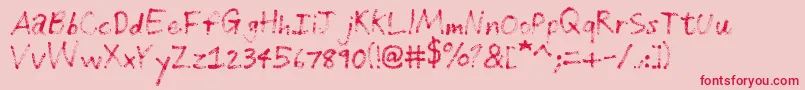 GrungeHandwriting-Schriftart – Rote Schriften auf rosa Hintergrund