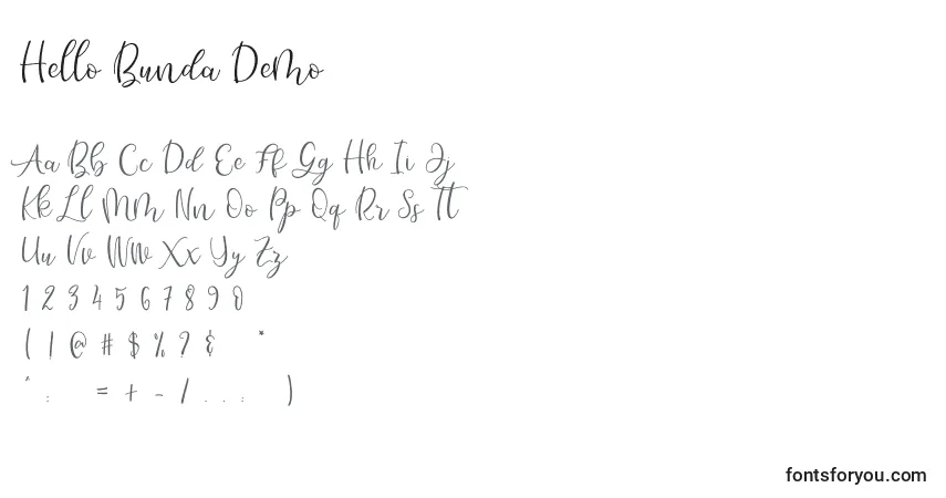 Schriftart Hello Bunda Demo (129311) – Alphabet, Zahlen, spezielle Symbole