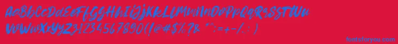 Hello Dear Demo Italic Font – Blue Fonts on Red Background