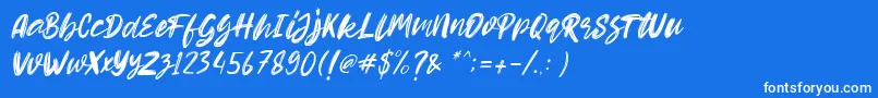 フォントHello Dear Demo Italic – 青い背景に白い文字