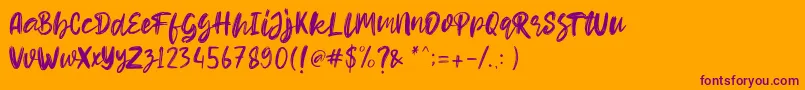 Hello Dear Demo-Schriftart – Violette Schriften auf orangefarbenem Hintergrund