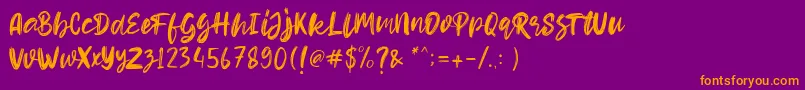 Czcionka Hello Dear Demo – pomarańczowe czcionki na fioletowym tle