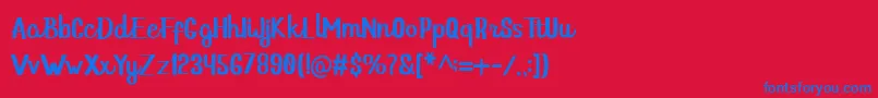 フォントHello Dina Script – 赤い背景に青い文字