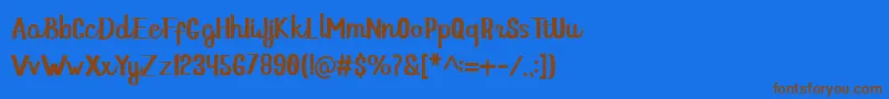 フォントHello Dina Script – 茶色の文字が青い背景にあります。