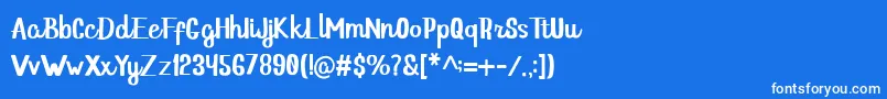 フォントHello Dina Script – 青い背景に白い文字