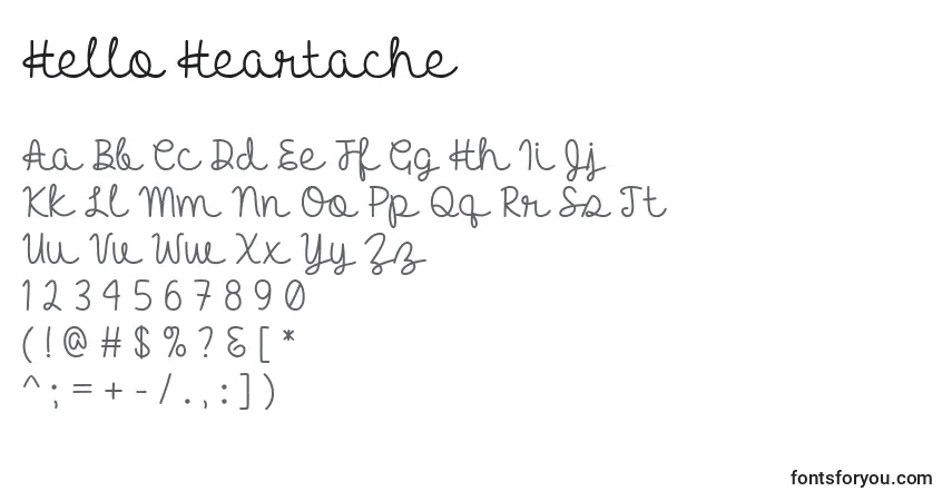 Schriftart Hello Heartache   (129319) – Alphabet, Zahlen, spezielle Symbole