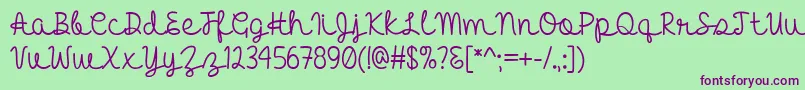 Шрифт Hello Heartache   – фиолетовые шрифты на зелёном фоне