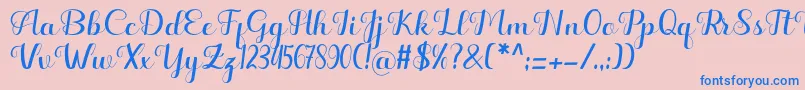 Hello Kayla Font – Blue Fonts on Pink Background