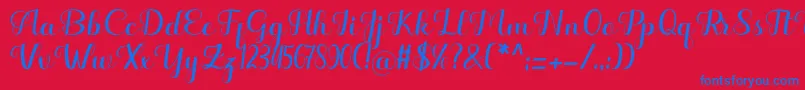 Hello Kayla Font – Blue Fonts on Red Background