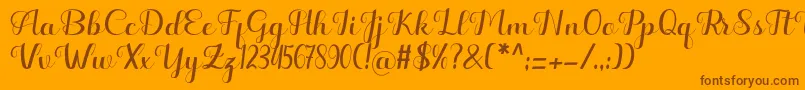 Hello Kayla Font – Brown Fonts on Orange Background