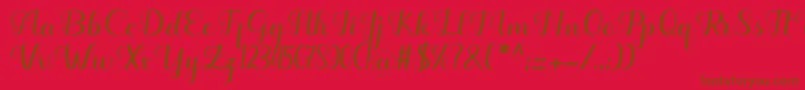 Hello Kayla Font – Brown Fonts on Red Background