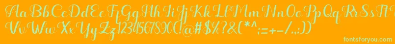 Hello Kayla Font – Green Fonts on Orange Background