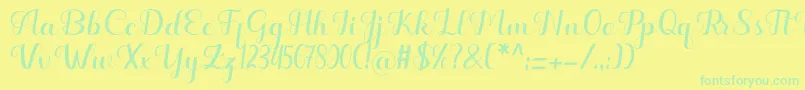 Hello Kayla Font – Green Fonts on Yellow Background