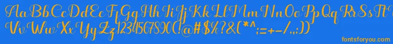 Hello Kayla Font – Orange Fonts on Blue Background