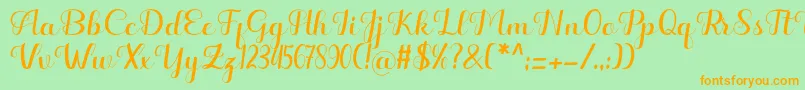 Hello Kayla Font – Orange Fonts on Green Background