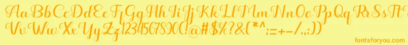 Hello Kayla Font – Orange Fonts on Yellow Background