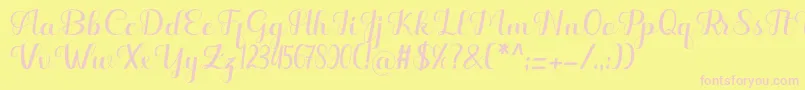 Hello Kayla-Schriftart – Rosa Schriften auf gelbem Hintergrund