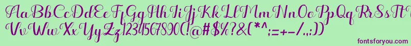 Hello Kayla Font – Purple Fonts on Green Background