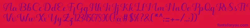 Hello Kayla Font – Purple Fonts on Red Background