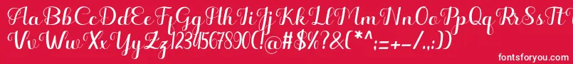 Hello Kayla-Schriftart – Weiße Schriften auf rotem Hintergrund