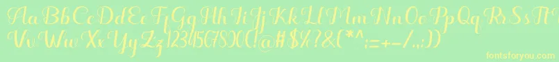 Hello Kayla Font – Yellow Fonts on Green Background