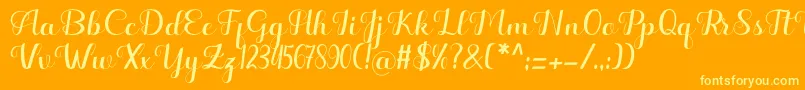 Hello Kayla Font – Yellow Fonts on Orange Background