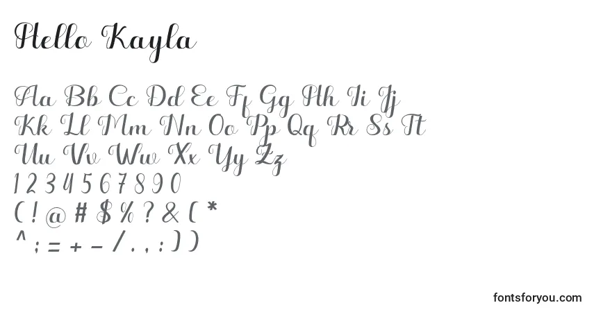 Schriftart Hello Kayla (129323) – Alphabet, Zahlen, spezielle Symbole
